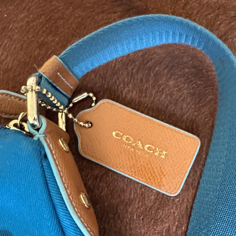 Coach Teal Nylon Crossbody with Tan Leather Trim - Picture 2 of 13